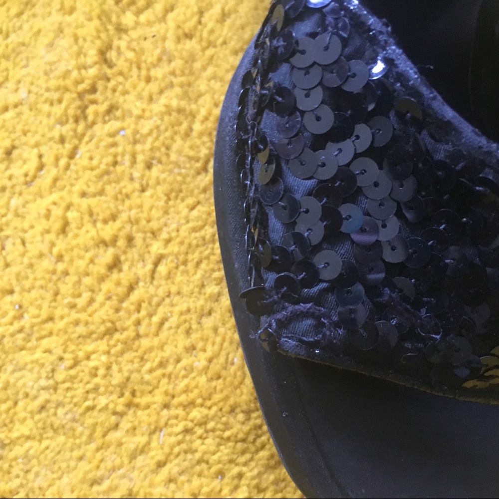 SOLD 90s Sequin Square Toe Pumps - Picture 4 of 4